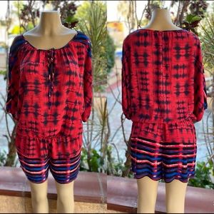 BCBGMAXAZRIA Printed Romper LARGE